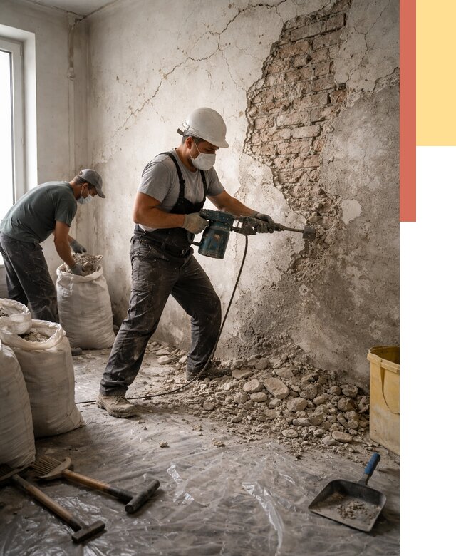 Демонтаж штукатурки со стен в Балашове от 7322 руб/м² — быстро и недорого | ОТДЕЛОЧНИК-Бла