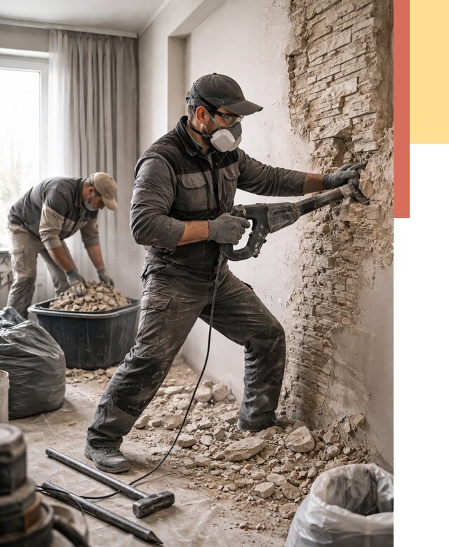 Демонтаж декоративного камня в Балашове от 1475 руб/м² — быстро и недорого | ОТДЕЛОЧНИК-Бла