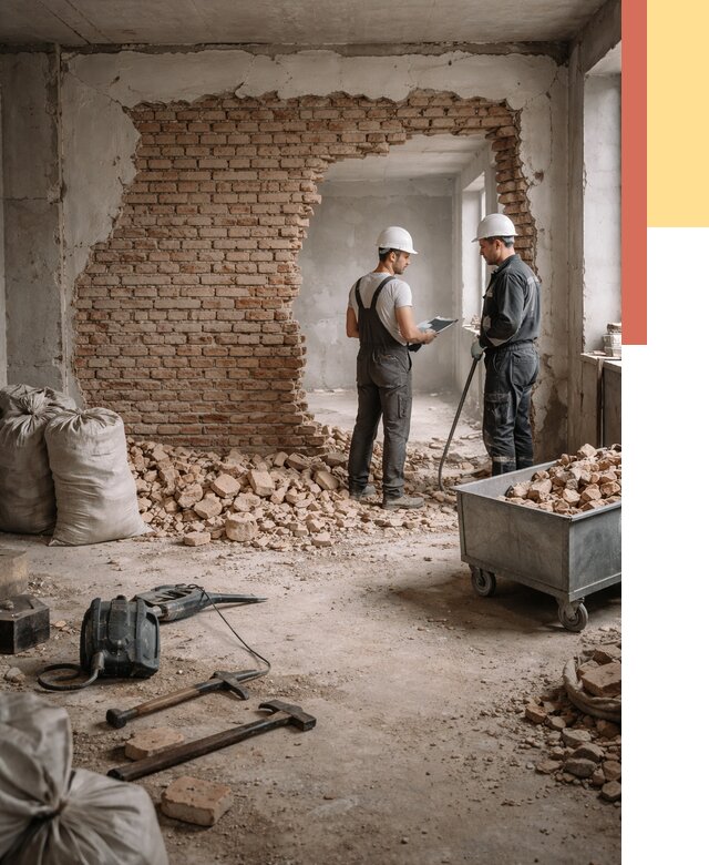 Демонтаж кирпичных стен в Балашове от 4271 руб. — быстро, недорого, под ключ | ОТДЕЛОЧНИК-Бла