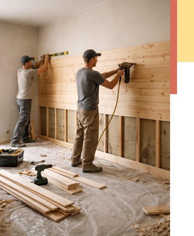 Монтаж деревянной вагонки на стены в Балашове от 7627 руб. | Услуги монтажа вагонки | ОТДЕЛОЧНИК-Бла