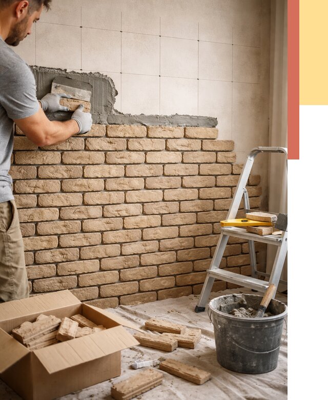 Монтаж декоративного кирпича в Балашове от 3254 руб./м² — быстро и недорого | ОТДЕЛОЧНИК-Бла