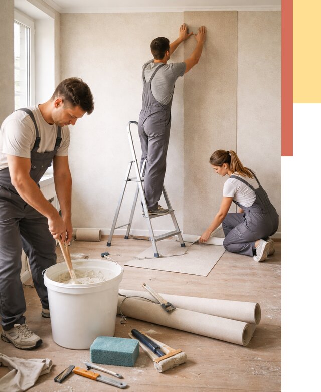 Оклейка стен обоями в Балашове от 3559 руб/м2 — быстро и недорого | ОТДЕЛОЧНИК-Бла