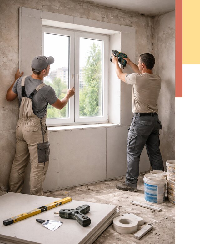 Монтаж откосов из гипсокартона в Балашове от 4576 руб. под ключ | ОТДЕЛОЧНИК-Бла