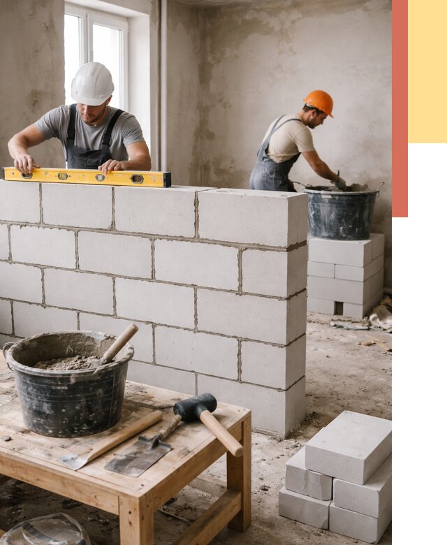 Кладка перегородок из газобетона в Балашове от 3254 руб. под ключ | ОТДЕЛОЧНИК-Бла