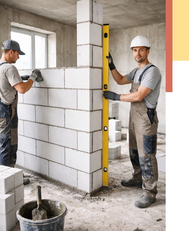 Кладка перегородок из пеноблока в Балашове от 1830 руб. под ключ | ОТДЕЛОЧНИК-Бла