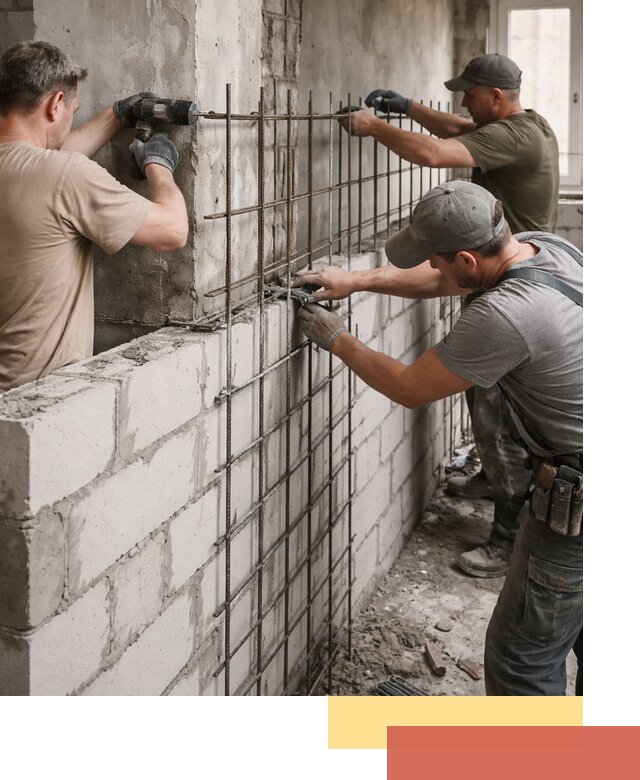 Армирование кладки перегородок в Балашове профессионально и надёжно