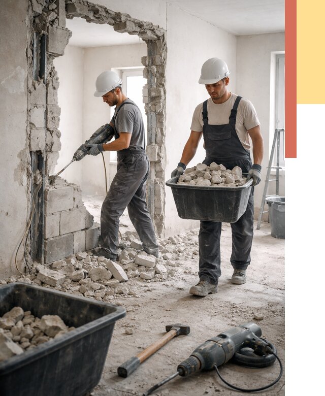 Демонтаж блоковых перегородок в Балашове от 3813 руб. — быстро и недорого | ОТДЕЛОЧНИК-Бла