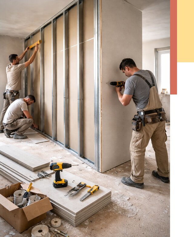 Монтаж однослойной перегородки из гипсокартона в Балашове от 661 руб. | ОТДЕЛОЧНИК-Бла