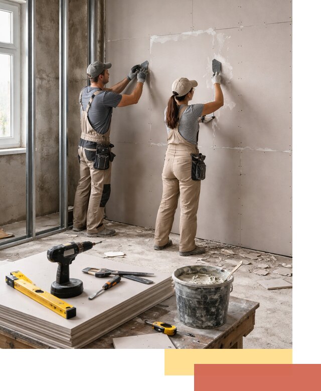 Монтаж двухслойной перегородки из гипсокартона в Балашове