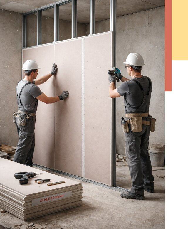 Перегородка из огнестойкого гипсокартона в Балашове от 1881 руб. под ключ | ОТДЕЛОЧНИК-Бла