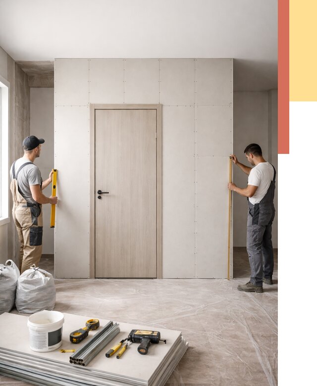 Перегородка из гипсокартона с дверью в Балашове от 4576 руб. под ключ | ОТДЕЛОЧНИК-Бла