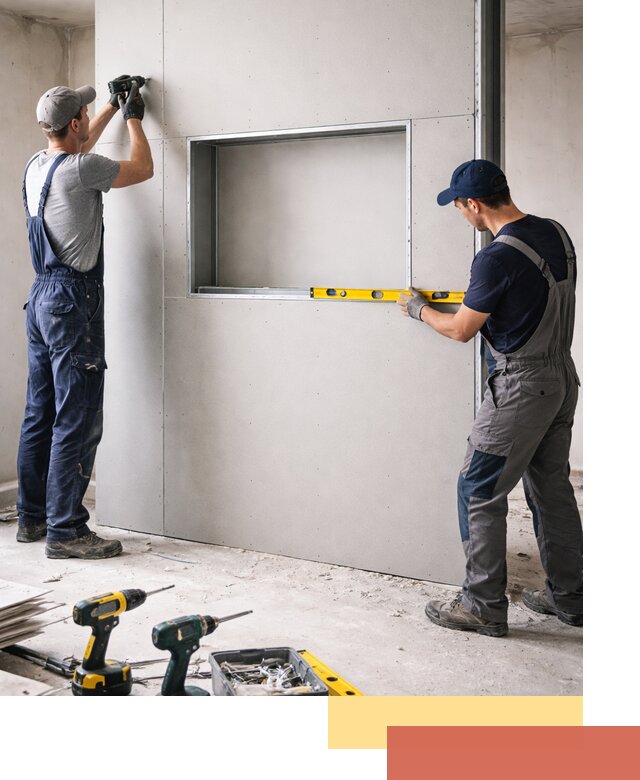 Перегородка из гипсокартона с нишей под декор в Балашове