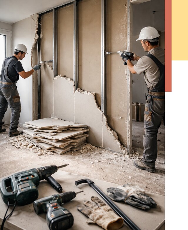 Демонтаж перегородки из гипсокартона в Балашове от 1220 руб. быстро и недорого | ОТДЕЛОЧНИК-Бла