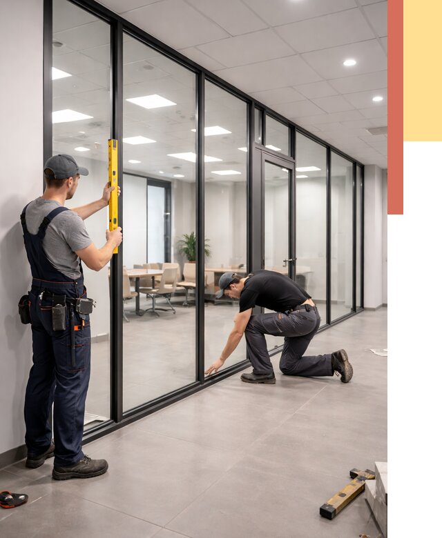 Каркасные стеклянные перегородки в Балашове под ключ от 9355 руб. | ОТДЕЛОЧНИК-Бла