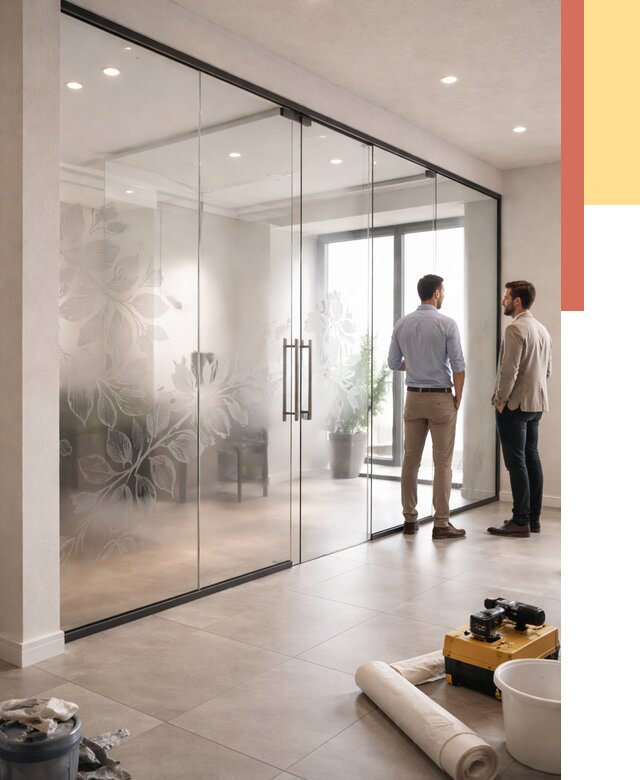 Стеклянные перегородки с рисунком в Балашове от 12711 руб. монтаж и нанесение | ОТДЕЛОЧНИК-Бла