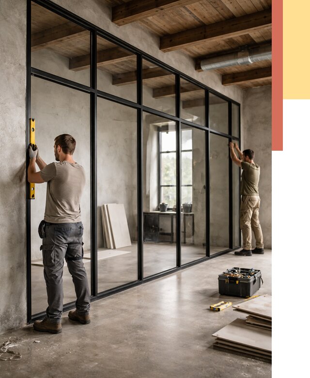 Стеклянные перегородки лофт в Балашове от 10677 руб. под ключ | ОТДЕЛОЧНИК-Бла