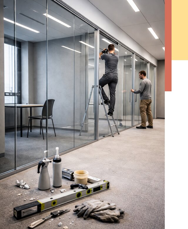 Стеклянные офисные перегородки в Балашове от 8644 руб. — монтаж и установка | ОТДЕЛОЧНИК-Бла