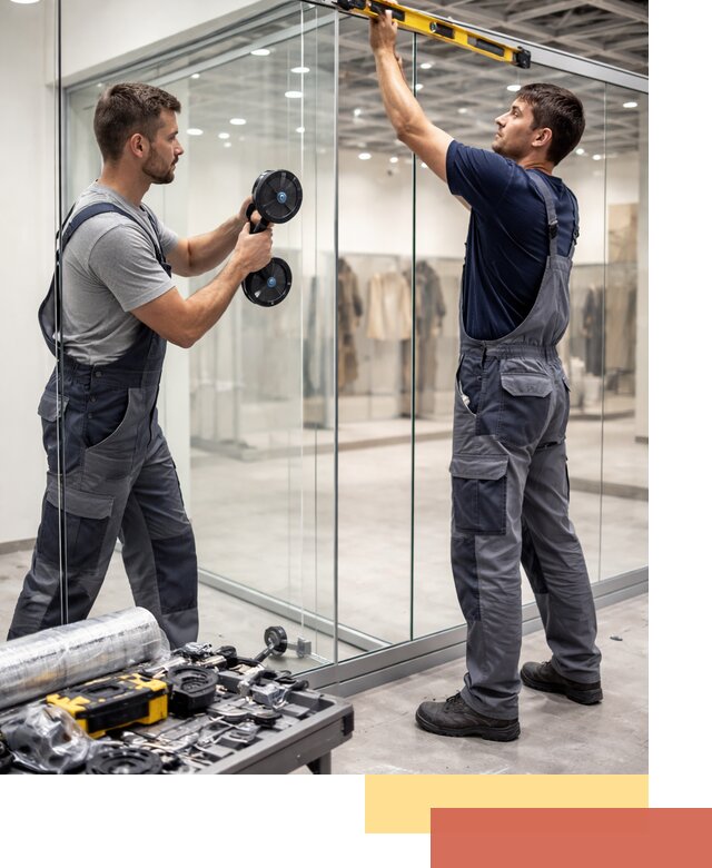 Стеклянные перегородки для магазинов в Балашове — монтаж и установка