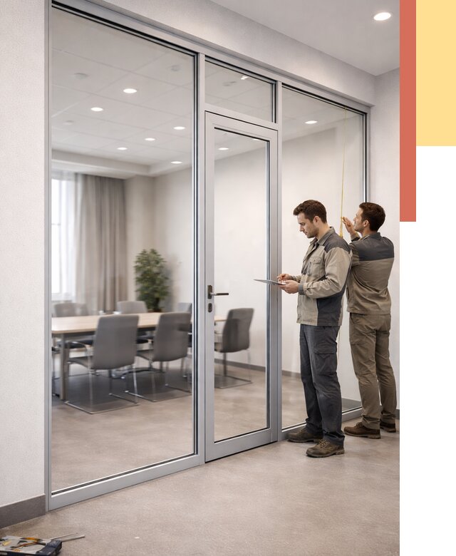 Установка и монтаж алюминиевых перегородок со стеклом в Балашове от 8339 руб. | ОТДЕЛОЧНИК-Бла