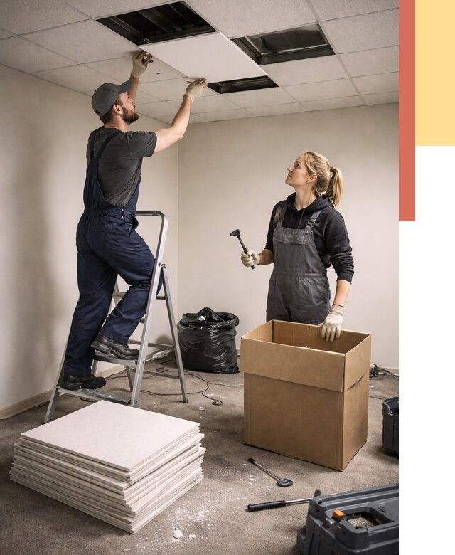 Демонтаж потолочной плитки в Балашове от 4576 руб. быстро и недорого | ОТДЕЛОЧНИК-Бла