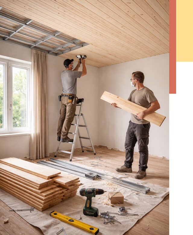 Монтаж потолка из вагонки в Балашове от 6610 руб. | Быстро и недорого — ОТДЕЛОЧНИК-Бла