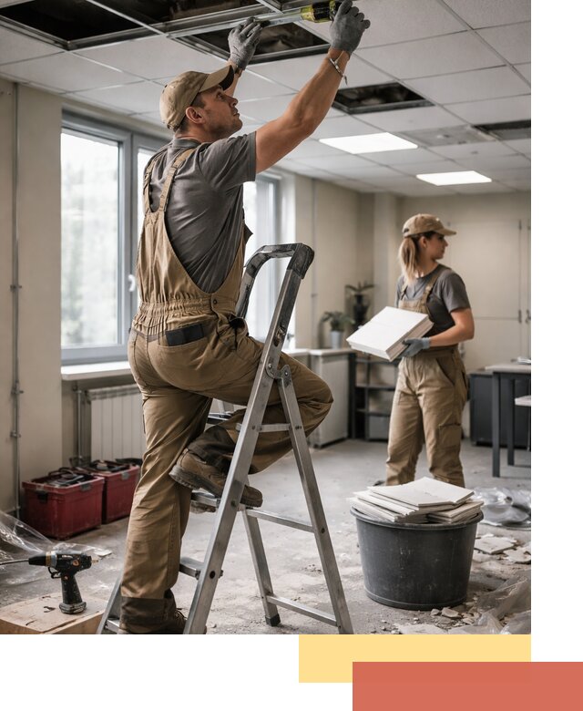 Ремонт потолка Армстронг и замена плит в Балашове