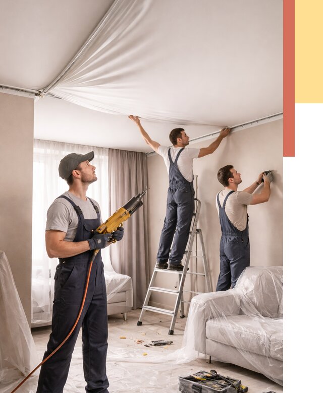 Установка натяжного потолка в Балашове от 4576 руб. | Быстро и недорого — ОТДЕЛОЧНИК-Бла