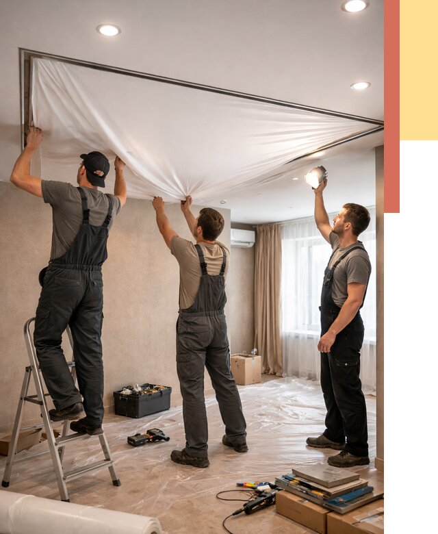 Монтаж ПВХ натяжного потолка в Балашове от 3559 руб. под ключ | ОТДЕЛОЧНИК-Бла