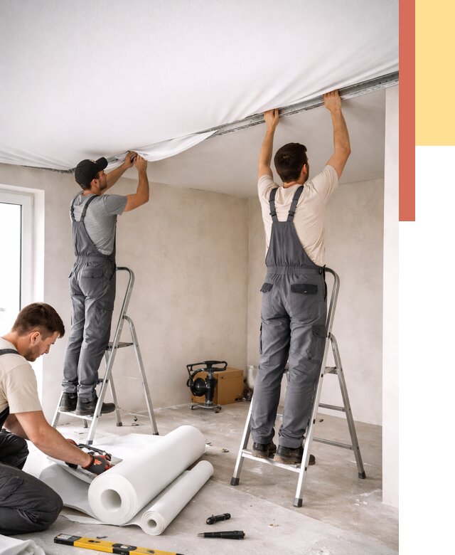 Монтаж тканевого натяжного потолка в Балашове от 3559 руб. под ключ | ОТДЕЛОЧНИК-Бла