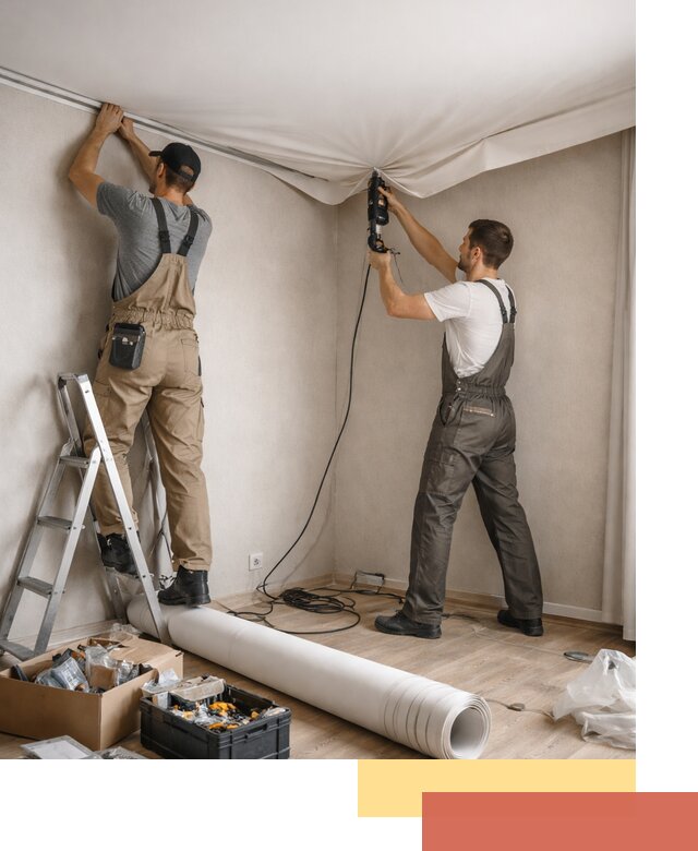 Монтаж цветного натяжного потолка в Балашове за один день