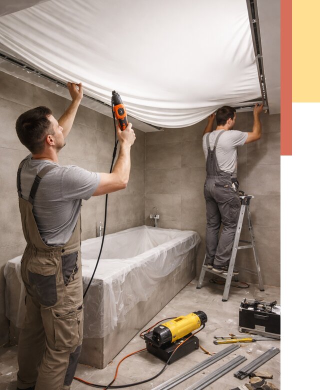 Монтаж натяжного потолка в ванной в Балашове от 1220 руб. под ключ | ОТДЕЛОЧНИК-Бла