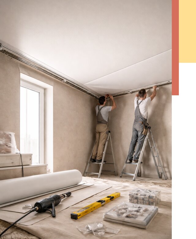 Монтаж натяжного потолка в спальне в Балашове от 3864 руб. под ключ | ОТДЕЛОЧНИК-Бла