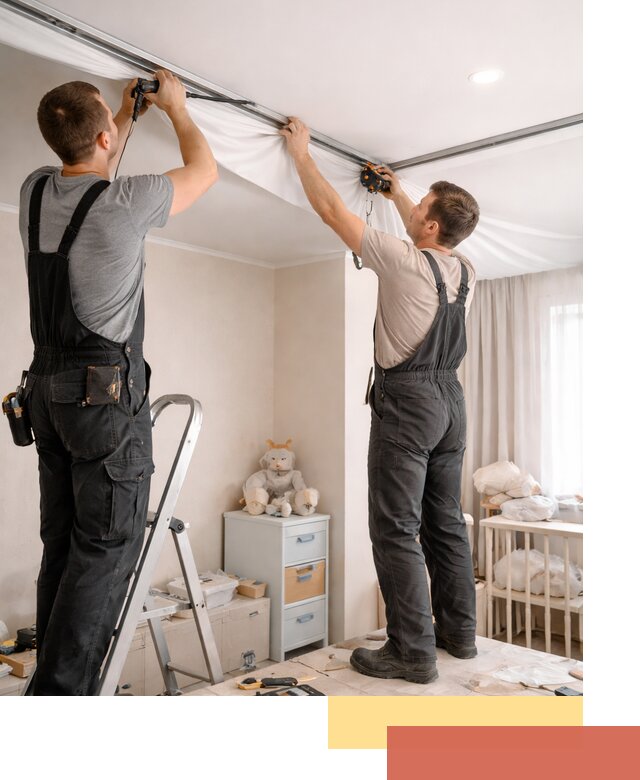 Монтаж натяжного потолка в детской комнате в Балашове