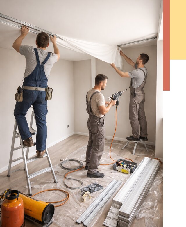 Монтаж натяжного потолка в студии в Балашове от 5593 руб. — быстро и недорого | ОТДЕЛОЧНИК-Бла