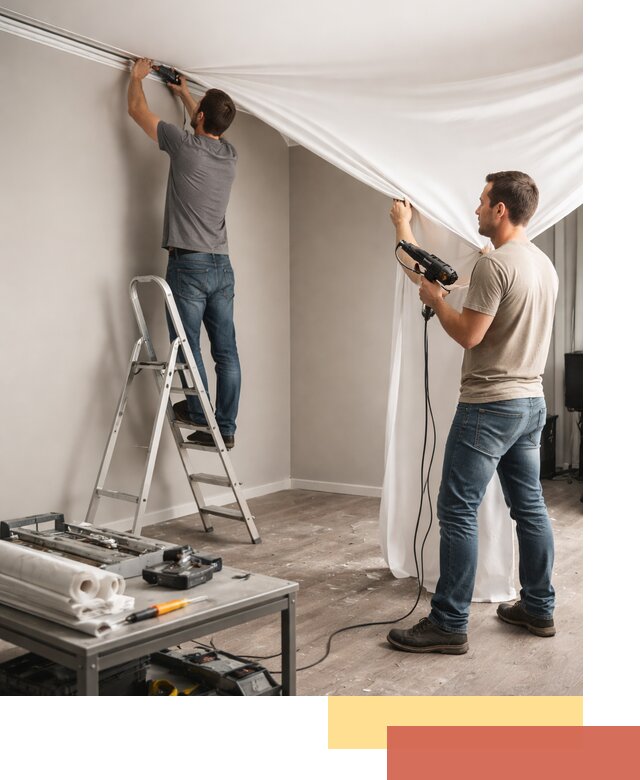 Монтаж натяжного потолка в студии в Балашове