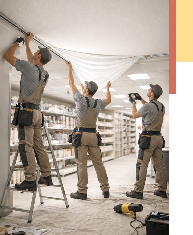 Монтаж натяжного потолка в магазине в Балашове от 4576 руб. быстро и недорого | ОТДЕЛОЧНИК-Бла