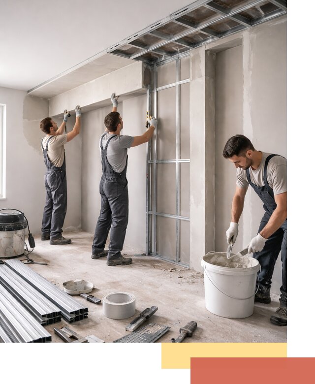 Монтаж потолка из гипсокартона с нишей в Балашове