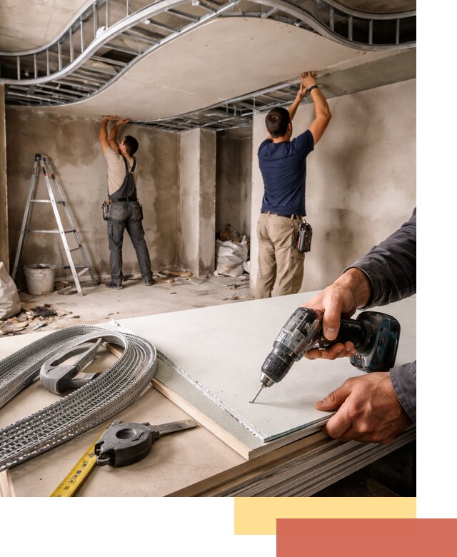 Криволинейный потолок из гипсокартона в Балашове — монтаж и отделка